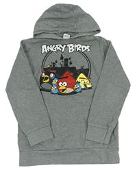 Šedá mikina Angry Birds s kapucí 