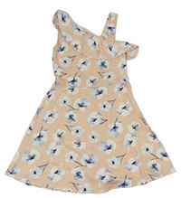 Meruňkové květované šaty s volánkem zn. H&M