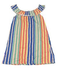 Barevné pruhované bavlněné šaty s volánkem zn. H&M