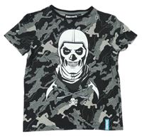 Černo-šedé army tričko s potiskem Fortnite 
