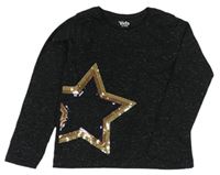 Černé třpytivé triko s hvězdičkou s flitry M&Co.