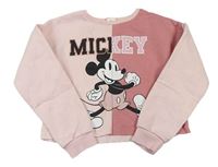 Růžová crop mikina s Mickey Mousem zn. Disney