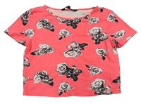 Nonově růžové květované crop tričko New Look
