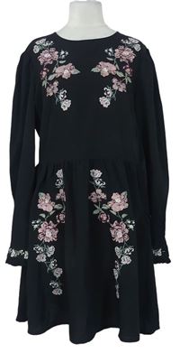 Dámské černé květované šaty H&M