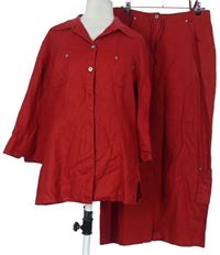 2set - Dámská červená lněná halenka + dlouhá sukně C&A