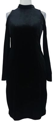 Dámské černé sametové šaty s průstřihy na ramenou Esprit 