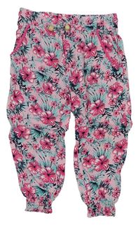 Růžové květované lehké kalhoty Kiki&Koko