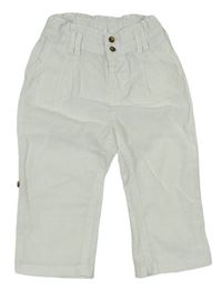 Bílé lněné rolovací kalhoty zn. H&M