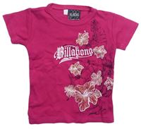 Malinové tričko s kytičkami a logem Billabong