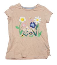 Světlerůžové tričko s kytičkami zn. Mothercare