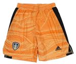 Oranžovo-černé vzorované funkční fotbalové kraťasy Leeds United Adidas