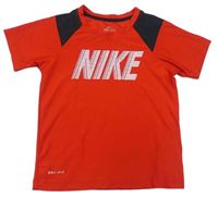 Červeno-černé funkční sportovní tričko s logem Nike